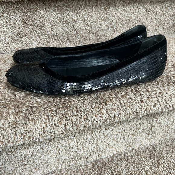 Gucci Women's Black Sequins Round Toe Ballet Flats Slip On. - Picture 1 of 16